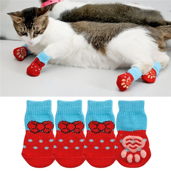 1 pair Creative Cat Coats Pet cat socks Dog Socks Traction Control for Indoor Wear