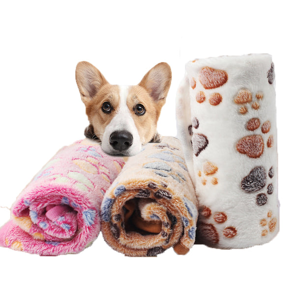 Pet Soft Pet Blanket Winter Dog Cat Bed Mat Foot Print Warm Sleeping Mattress
