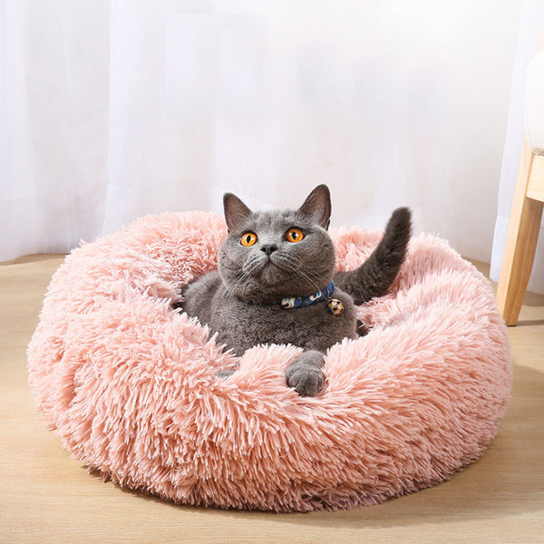 Cat Bed House Round Long Plush Super Soft Pet Dog Bed Winter Warm Sleeping