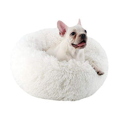 Super Soft Donut Dog Bed Washable Long Plush Dogs Cats Kennel Deep Sleep House