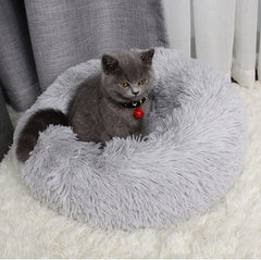 Super Soft Donut Dog Bed Washable Long Plush Dogs Cats Kennel Deep Sleep House