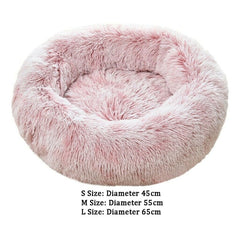 Super Soft Donut Dog Bed Washable Long Plush Dogs Cats Kennel Deep Sleep House