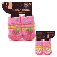 Warm Puppy Dog Shoes Soft Acrylic Pet Knits Socks Cute Cartoon Anti Slip Skid Socks For Small Dogs Pet Products