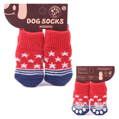 Warm Puppy Dog Shoes Soft Acrylic Pet Knits Socks Cute Cartoon Anti Slip Skid Socks For Small Dogs Pet Products