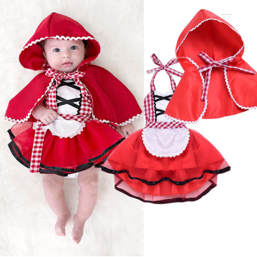 Cute Newborn Toddler Baby Girl Red Riding Hood with Wolf Costume