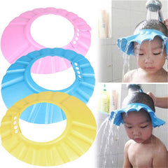 Safe Baby Shower Cap Kids Bath Hat Adjustable Protect Eyes Hair Wash Children Waterproof Cap